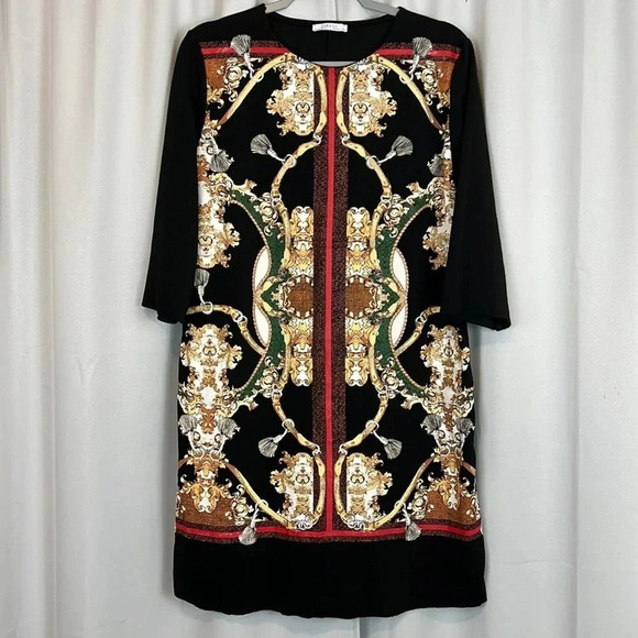 Zara Print 3/4 Sleeve Dress Size Large - Picture 1 of 5